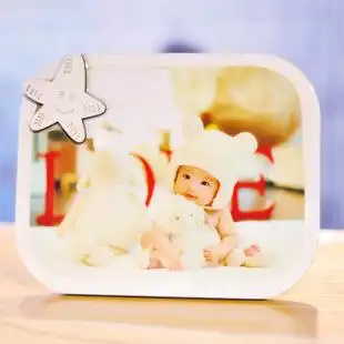 大韩水晶摆台亚米奇相框木版画宝宝桌摆烤瓷儿童制作婚纱照片定制