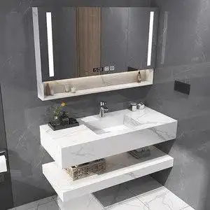 浴室柜岩板一体盆全石材轻奢洗脸盆柜组合卫生间洗漱台智能卫浴柜