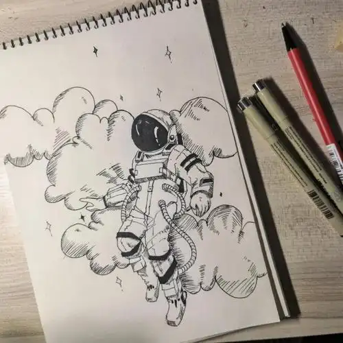 作品就是留在人间的价值#宇航员  #寻找小红书绘画大神 #针管笔手绘