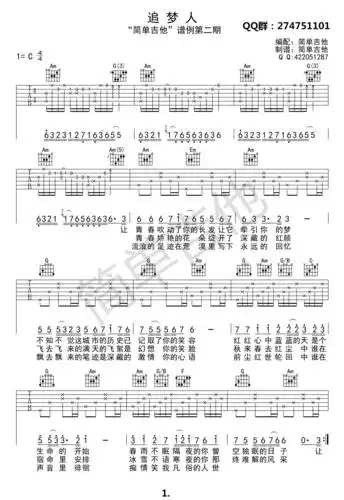罗大佑追梦人吉他谱罗大佑c调高清版吉他谱