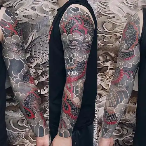 老传统龙#日式老传统  #宁波纹身  #老花臂纹身