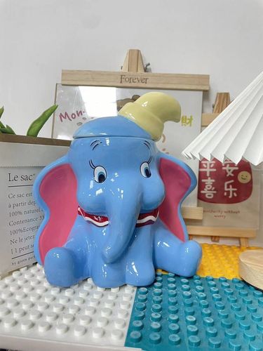 陶瓷小飞象可爱卡通糖果罐饼干罐收纳罐储物罐桌面装饰创意收纳