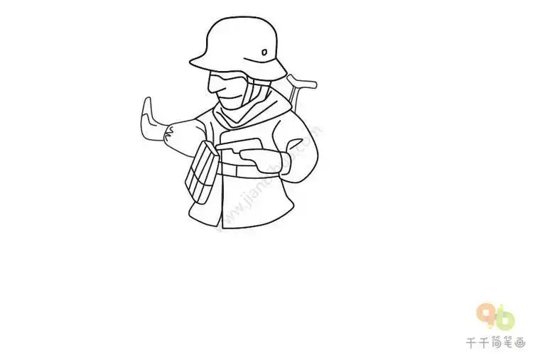 二战德军士兵简笔画步骤图职业人物简笔画