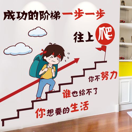励志语录成功的阶梯标语宿舍寝室背景墙装饰墙贴儿童房间装饰布置