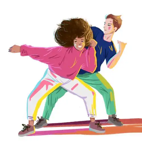 卡通双人舞蹈手绘街舞