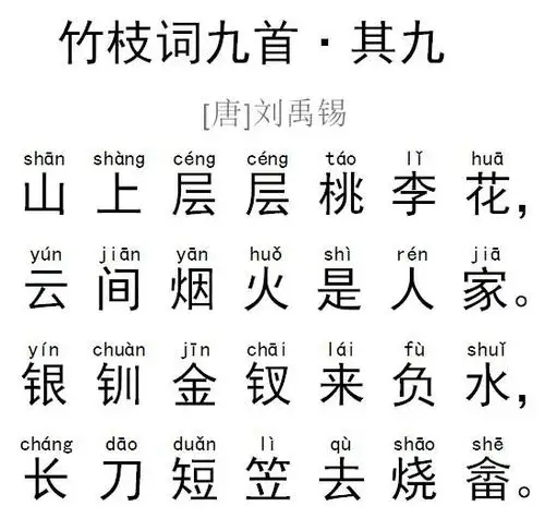 1,古诗《竹枝词》