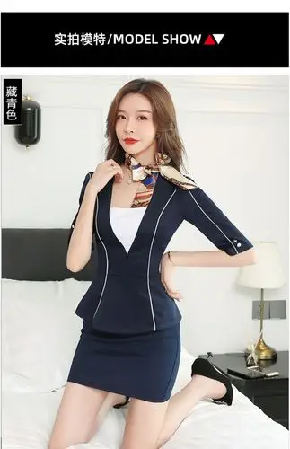 足浴技师工作服足疗桑拿按摩洗浴沐足中袖新款秋冬女显瘦工衣套装