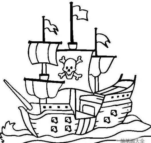 儿童画海盗船简笔画虎克船长鹦鹉儿创如何画海盗船简笔画一步一步教我