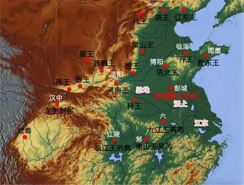 项羽分封十八路诸侯示意图