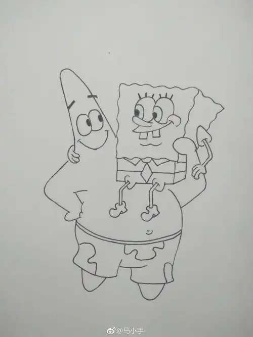 海绵宝宝和派大星是永远的好朋友#简笔画##海绵宝宝和派大星