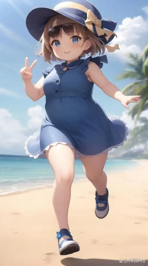 夏日海边,微胖可爱女孩壁纸带来清凉一夏