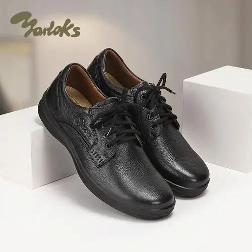 yarloks雅乐士男士商务休闲皮鞋牛皮低帮系带正装休闲皮鞋