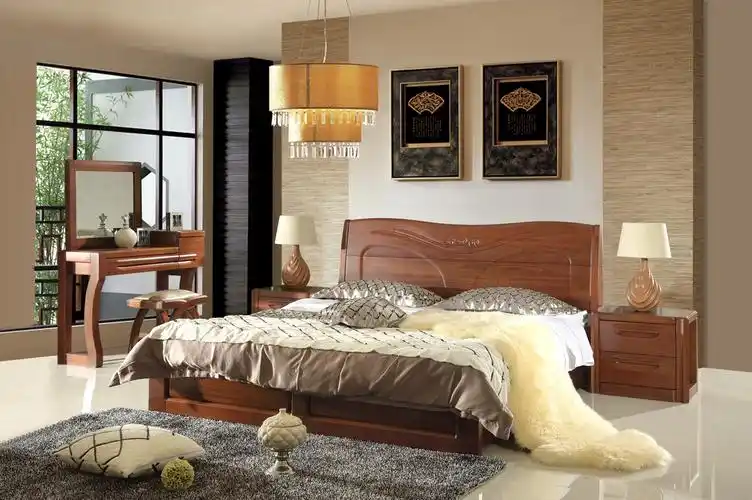 秀尔家具-黄金胡桃木床