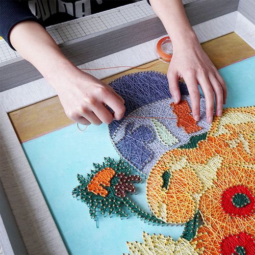 弦丝画梵高向日葵成品悬丝画减压diy手工手工制制作diy