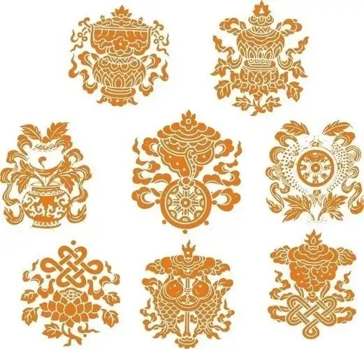 佛教吉祥八宝矢量图片下载-古典花纹-百图汇素材网