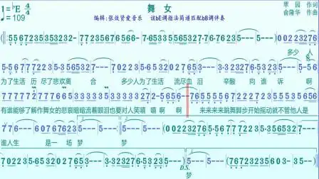 萨克斯be调指法演奏《舞女》匹配bb调伴奏的简谱和伴奏