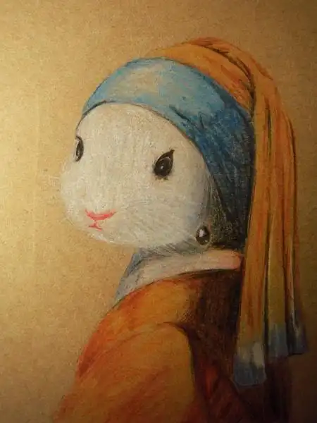 戴珍珠耳环的兔