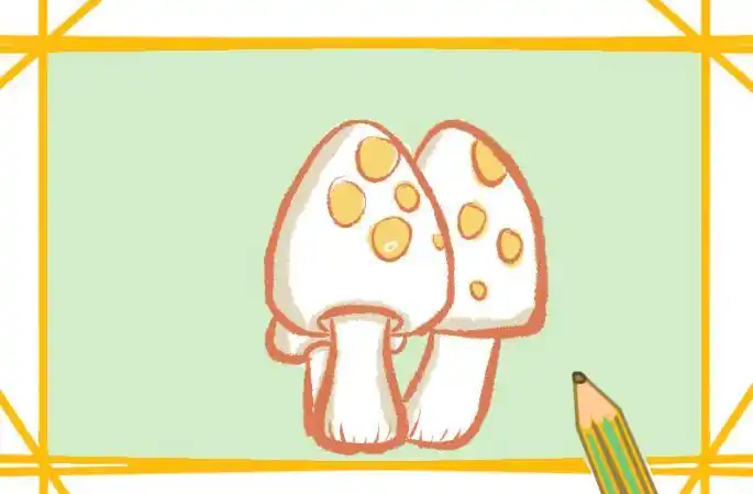 白色的蘑菇上色简笔画图片教程步骤