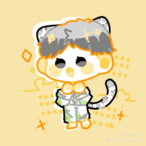 猫猫_小白杨188男团白新羽平涂q版同人绘画作品