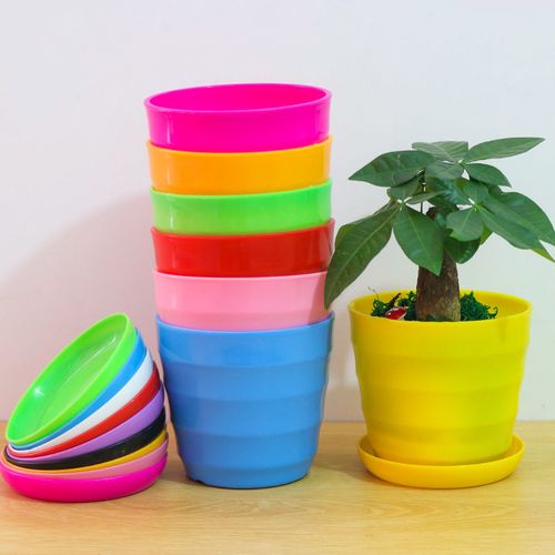 环保塑料花盆仿陶瓷横纹螺纹花卉绿植多肉树脂花盆加厚大号清仓