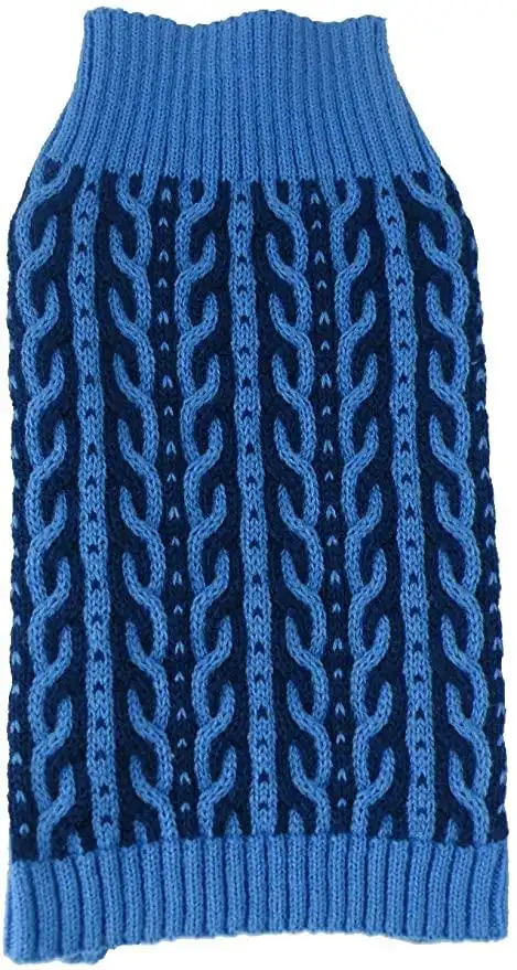 pet life harmonious 双色编织加厚针织时尚设计师狗毛衣 aqua blue