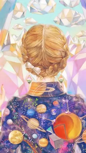 hi壁纸78女孩背影七彩星空