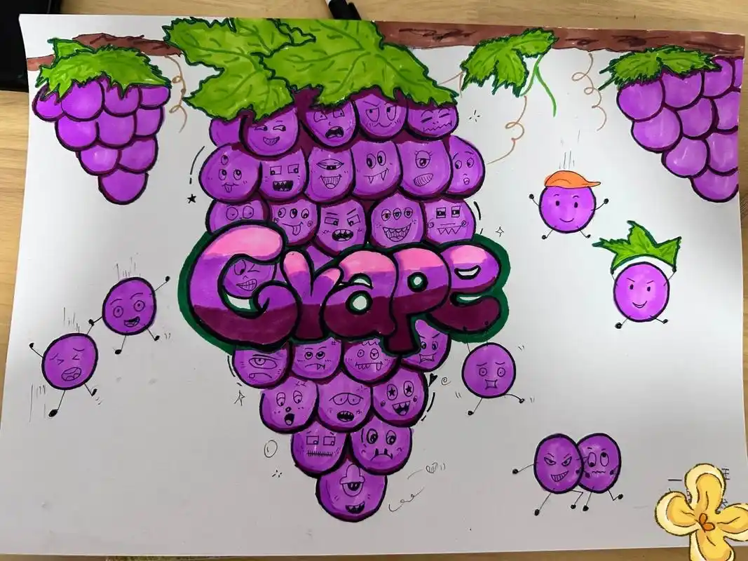 创意美术儿童画 #儿童画# #来涂鸦玩法画创意发型# #英语单词创意画