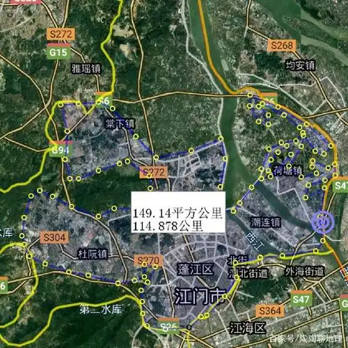 广东省江门市3区4市建成区排名,最大是蓬江区,最小是恩平市