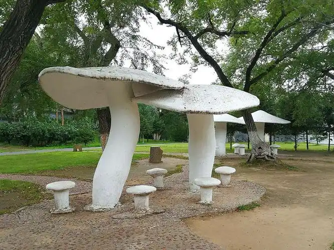 这是供游人休息的蘑菇亭.