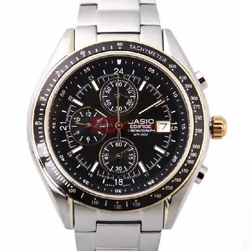 【日韩品牌表图片】卡西欧ef-503sg-1a三眼记时运动防水钢带男表图片