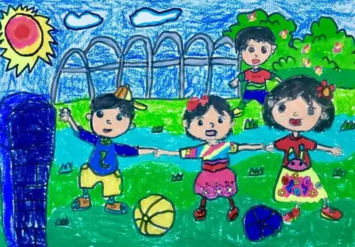 少儿书画作品-《我和我的小伙伴》/儿童书画作品《我和我的小伙伴》