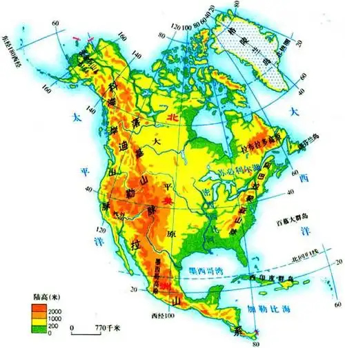 北美洲地形分布