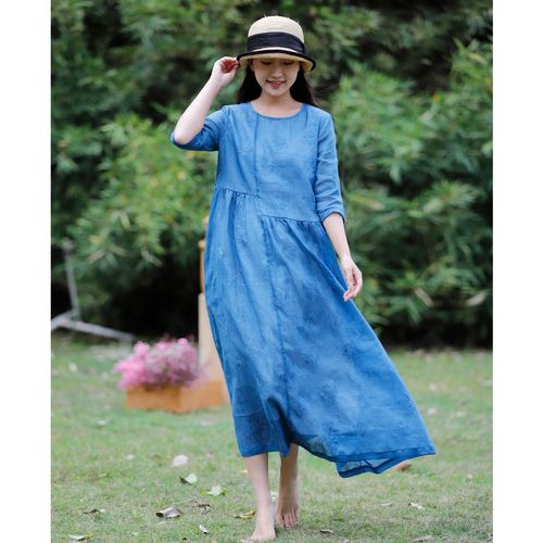 高端棉麻连衣裙夏