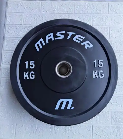 霓梦琳举重全胶杠铃片黑色大孔奥杆橡胶力量举健身环保公斤杠杆 黑色