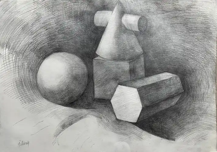 《石膏几何体》素描纸 毛颜妍