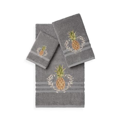 textiles毛巾|welcome 3-piece embellished towel set - dark grey