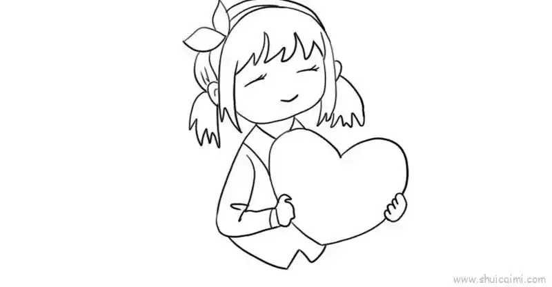 感恩节小女孩献爱心儿童画怎么画 感恩节小女孩献爱心简笔画步骤