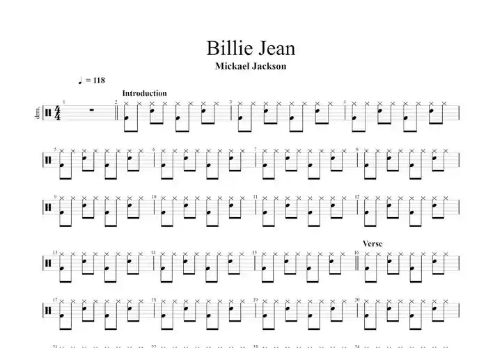 billie jean曲谱图片