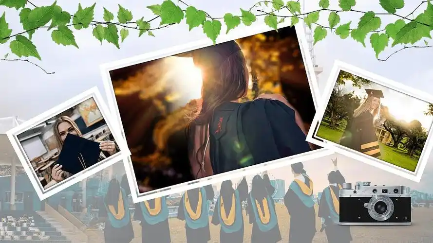 清新文艺风我们毕业了再见母校纪念册ppt模板