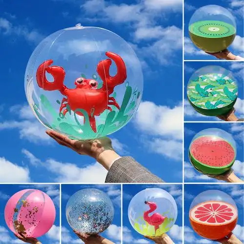 跨境网红球中球 海外沙滩充气球 西瓜火烈鸟拍拍球可折叠厂家现货