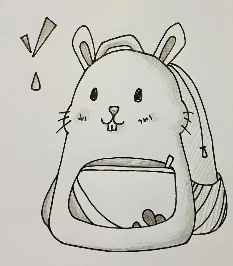 简笔画 临摹可爱兔子小书包 附带步骤 请努力向上 成为别人眼中遥不可