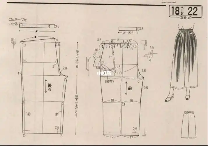 宽松阔腿裤裁剪图