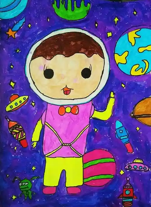 你是一个细心,爱干净的小女孩,每次上课都很认真,仔细地画画涂颜色