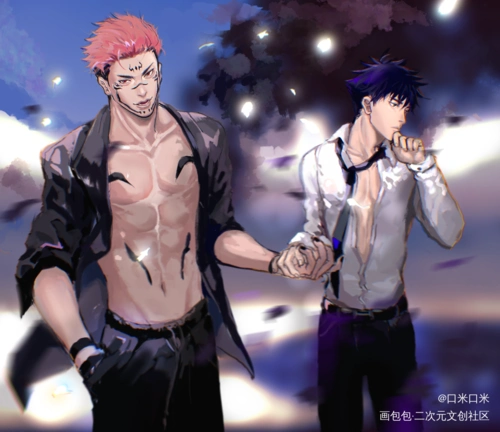 度蜜月(?)p2小朋友不要哭哦_咒术回战两面宿傩伏黑惠宿伏绘画作品