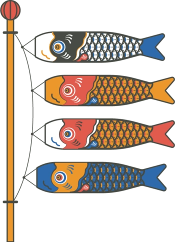 彩色日本鲤鱼旗矢量素材