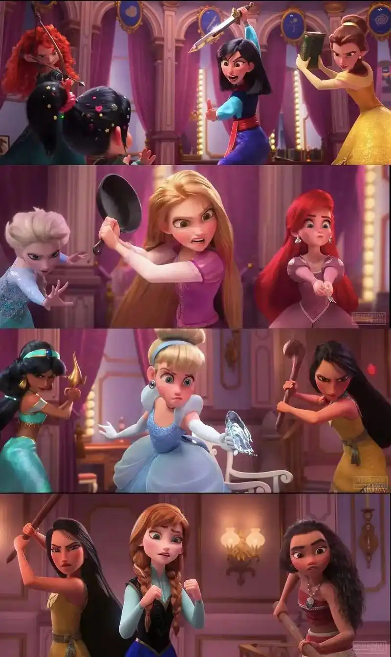 好爱迪士尼公主们!#无敌破坏王2 - 抖音