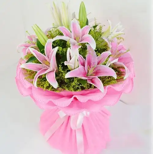 热卖 香水百合花束 郑州鲜花店同城速递生日鲜花婚礼鲜花送领导花