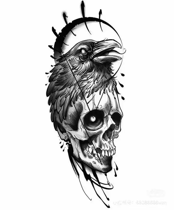 暗黑风格 骷髅系列#纹身手稿 #纹身图案手稿 #手臂纹身 # - 抖音