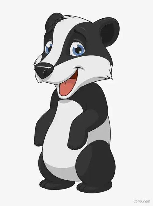 手绘卡通q版狗獾png素材透明免抠图片-动植人物