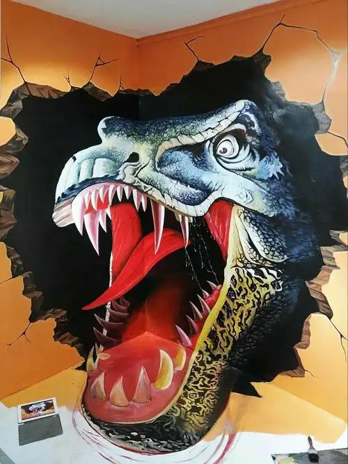 手绘3d立体画 3d墙绘 3d立体壁画 创意3d壁画